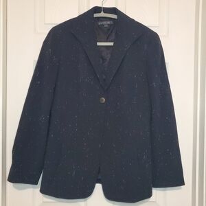 Lafayette 148 Black Speckled Blazer Sz 4 Single Button Wool
